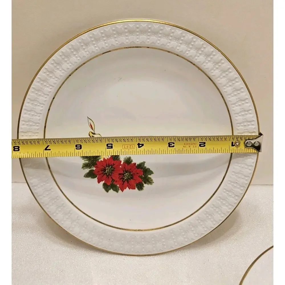 VTG Corning Centura Poinsettia MCM Christmas Salad Plates Set Of Two! RARE!